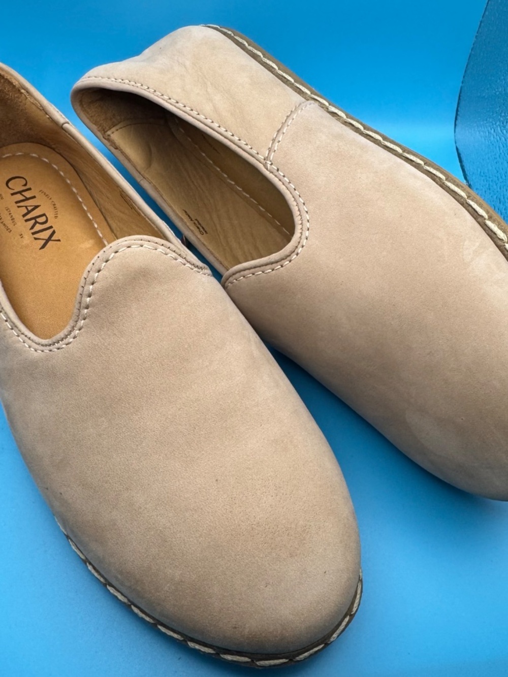 Charix Safari Nubuck Classic Slip On Shoes Tan Women EU 38 US 8 Comfy Casual